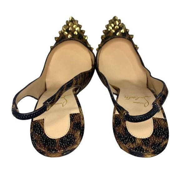 Christian Louboutin Drama Sling 100 Lurex Panthere Stud Pump EU 40 US 10 Heels - Picture 5 of 10